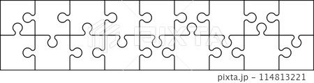 Jigsaw puzzle piece icon outline background. Line art style game graphics. Flat vector illustration isolated 114813221