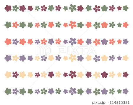 カラフルな桜のラインセット 114813381