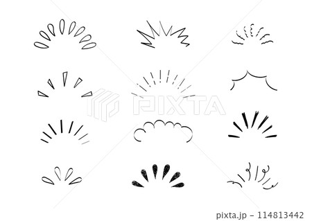 Pop line frame comic anime effect healine mark, suprise doodle emotions isolated on white background. Attention sign, notice or sparles. Pop line frame comic anime effect healine mark, suprise doodle emotions isolated on white background. Attention sign, notice or sparles. 114813442