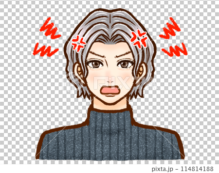 Illustration material 5 of an adult man with silver hair and perm wearing a high-necked sweater Illustration material 5 of an adult man with silver hair and perm wearing a high-necked sweater 114814188