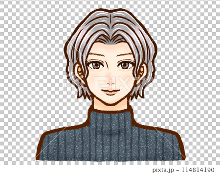 身穿高領毛衣燙銀髮的成年男子插畫素材 身穿高領毛衣燙銀髮的成年男子插畫素材 114814190