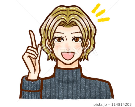 ハイネックのセーターを着た金髪パーマの大人男性のイラスト素材2 ハイネックのセーターを着た金髪パーマの大人男性のイラスト素材2 114814205