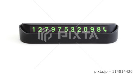 Car phone number card temporary parking isolated. Car phone number card temporary parking isolated. 114814426