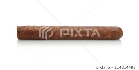 Smoking cigar isolated on white. 114814495