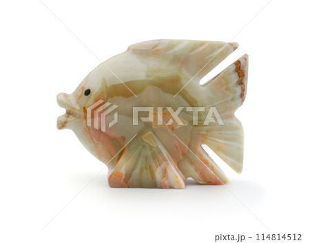 Onyx stone fish isolated on white. 114814512