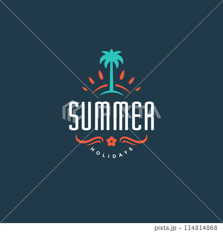 Summer holidays label or badge typography slogan design Summer holidays label or badge typography slogan design 114814868