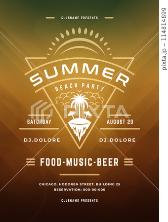 Summer party design poster or flyer night club event modern typography Summer party design poster or flyer night club event modern typography 114814899