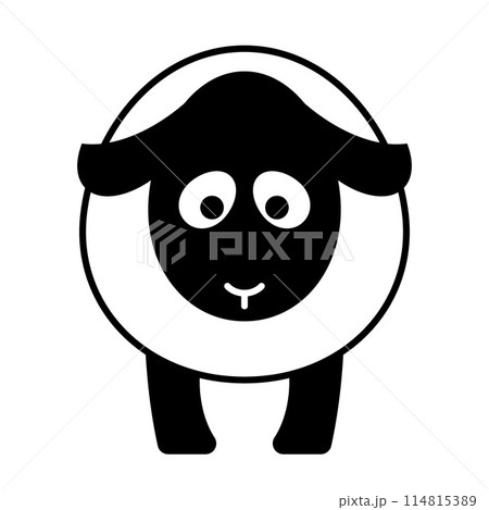 sheep, black and white vector cartoon illustration 114815389
