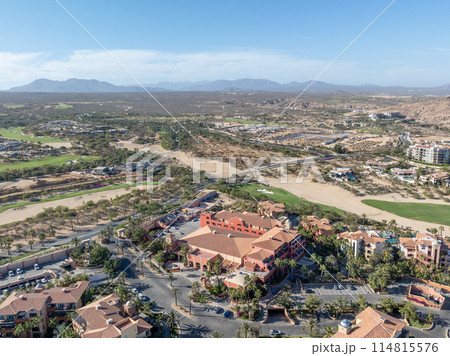 Aerial view of golf course on in Los Cabos, Cabo San Jose, Mexico 114815576