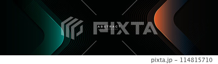 Dark abstract background with shiny rounded square and glowing lines. Modern gradient geometric shape design element. Futuristic technology concept. Vector illustration Dark abstract background with shiny rounded square and glowing lines. Modern gradient geometric shape design element. Futuristic technology concept. Vector illustration 114815710