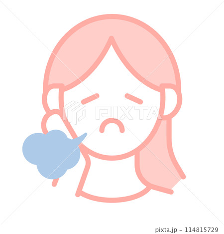 憂鬱な女性のシンプルな顔のアイコンイラスト 114815729