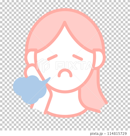 憂鬱な女性のシンプルな顔のアイコンイラスト 114815729