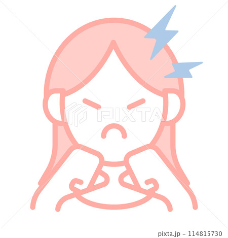 イライラする女性のシンプルなアイコンイラスト 114815730