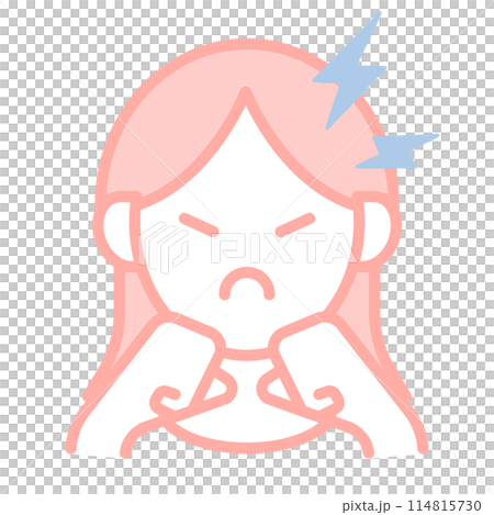 イライラする女性のシンプルなアイコンイラスト 114815730