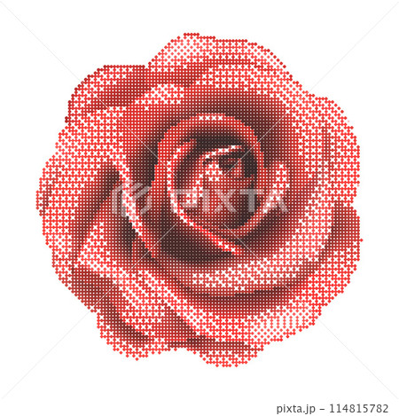 Halftone red rose collage element in y2k style, vintage punk 114815782