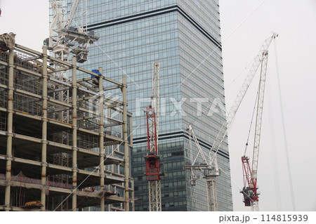 Construction site background. Crane and building. Industrial background. 114815939