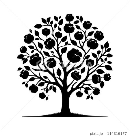 Tree silhouette editable vector illustration for logo icon isolated over white background 114816177