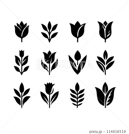 Leaves, Foliage, Greenery, Foliage silhouette editable vector illustration isolated over white background 114816519