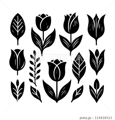Leaves, Foliage, Greenery, Foliage silhouette editable vector illustration isolated over white background Leaves, Foliage, Greenery, Foliage silhouette editable vector illustration isolated over white background 114816521