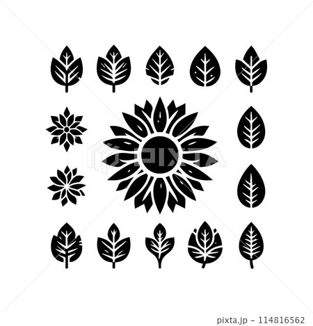 Leaves, Foliage, Greenery, Foliage silhouette editable vector illustration isolated over white background Leaves, Foliage, Greenery, Foliage silhouette editable vector illustration isolated over white background 114816562