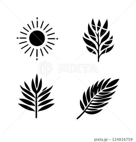Leaves, Foliage, Greenery, Foliage silhouette editable vector illustration isolated over white background 114816759