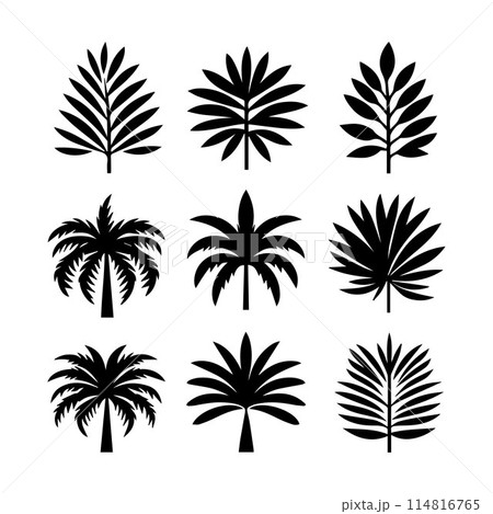 Leaves, Foliage, Greenery, Foliage silhouette editable vector illustration isolated over white background Leaves, Foliage, Greenery, Foliage silhouette editable vector illustration isolated over white background 114816765