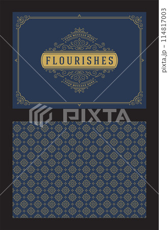 Vintage ornament greeting card calligraphic ornate swirls and vignettes frame design vector template 114817003
