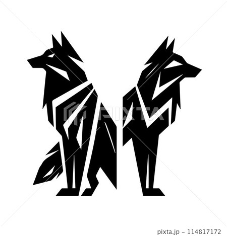 Wolf silhouette editable vector illustration isolated over white background Wolf silhouette editable vector illustration isolated over white background 114817172