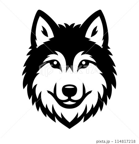 Wolf silhouette editable vector illustration isolated over white background 114817218