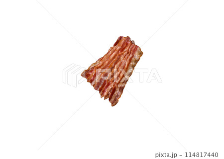 Delicious bacon in the form of slices with salt, spices and herbs 114817440
