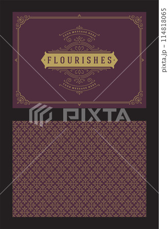 Vintage ornament greeting card calligraphic ornate swirls and vignettes frame design vector template 114818065