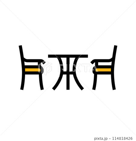bistro set outdoor furniture color icon vector illustration 114818426