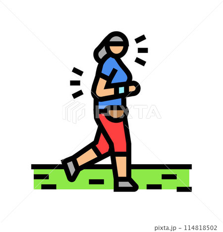 jogging elderly leisure color icon vector illustration 114818502
