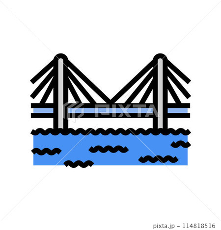 cable bridge color icon vector illustration 114818516