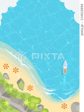 Tropical island beach top view cartoon vector illustration 114818894