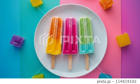 Popsicle on a Plate With Fork 114819102