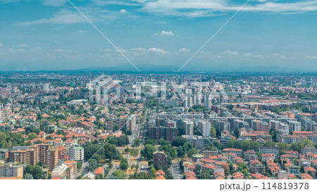 Milan aerial view of residential buildings near the business district timelapse Milan aerial view of residential buildings near the business district timelapse 114819378
