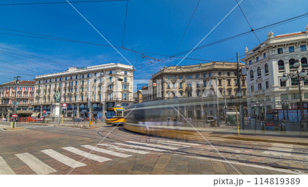 Cordusio Square and Dante street with surrounding palaces, houses and buildings timelapse hyperlapse Cordusio Square and Dante street with surrounding palaces, houses and buildings timelapse hyperlapse 114819389