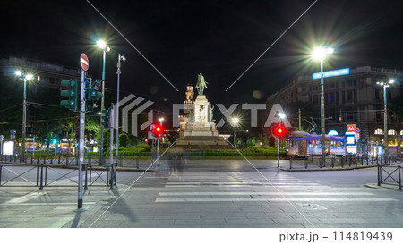 Giuseppe Garibaldi monument and tower of the Sforza Castle - Castello Sforzesco timelapse hyperlapse, Milan, Italy Giuseppe Garibaldi monument and tower of the Sforza Castle - Castello Sforzesco timelapse hyperlapse, Milan, Italy 114819439