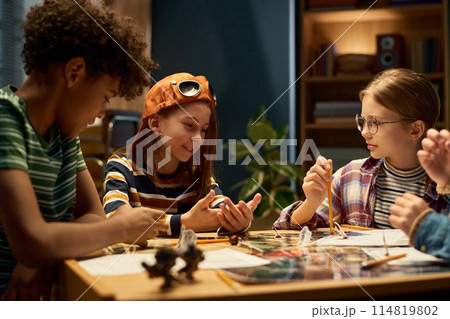 Group of kids choosing character roles Group of kids choosing character roles 114819802