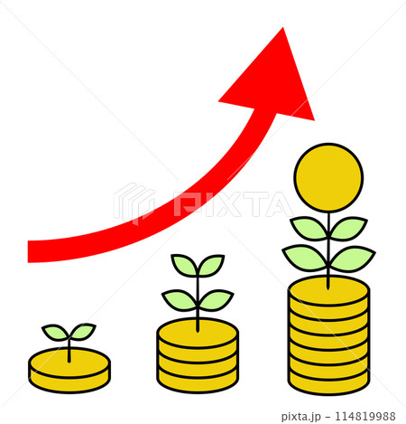 新NISAの積立投資で矢印のように資産が増えるイメージ 114819988