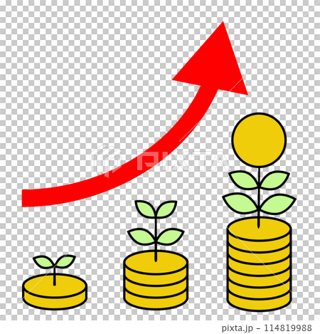 新NISAの積立投資で矢印のように資産が増えるイメージ 114819988