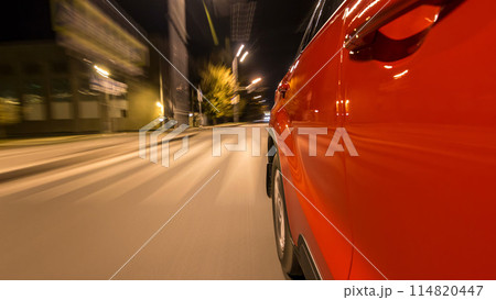 Drivelapse from side of car moving on a night avenue in city timelapse hyperlapse Drivelapse from side of car moving on a night avenue in city timelapse hyperlapse 114820447