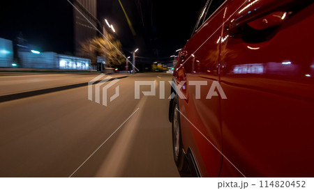 Drivelapse from side of car moving on a night avenue in city timelapse hyperlapse Drivelapse from side of car moving on a night avenue in city timelapse hyperlapse 114820452