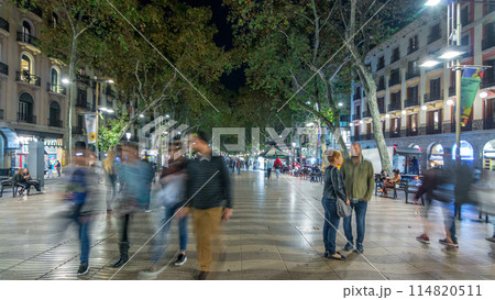 La Rambla street in Barcelona night timelapse hyperlapse, Spain. La Rambla street in Barcelona night timelapse hyperlapse, Spain. 114820511