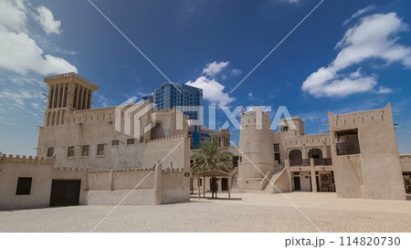 Historic fort at the Museum of Ajman timelapse hyperlapse, United Arab Emirates 114820730