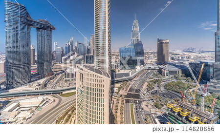 Aerial view of new skyscrapers and tall buildings Timelapse 114820886