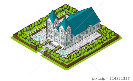 俯瞰から見た立体の式場のベクターイラスト 114821337