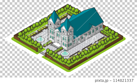 俯瞰から見た立体の式場のベクターイラスト 114821337