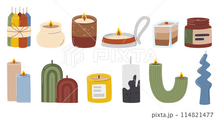 Home decorative handmade aromatic candles flat set 114821477